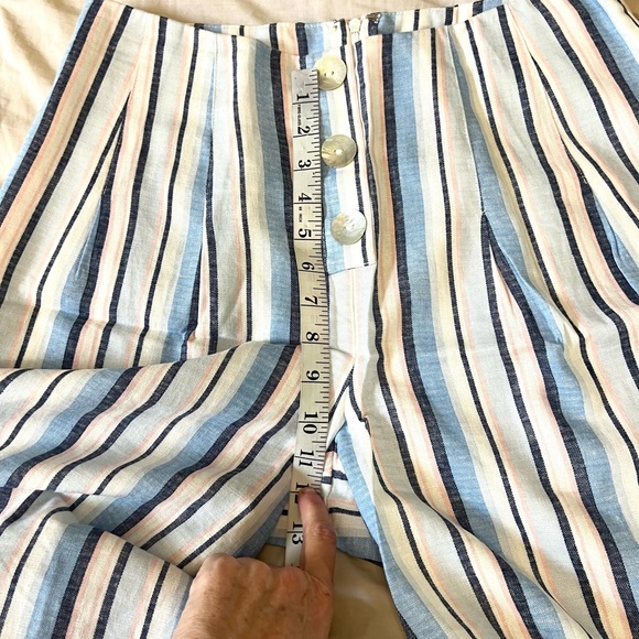 Coco Bianco,Linen/Rayon Cropped Wide-Leg Pants,Stripe Coastal Boho,EUC,Size M - Picture 8 of 9